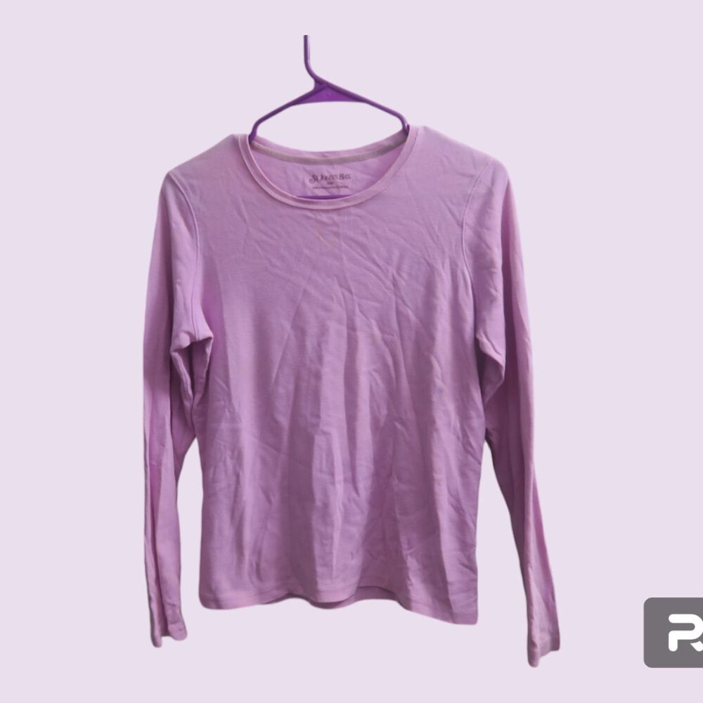 St. John's Bay long sleeve t-shirt blouse basic simple in pink size medium.